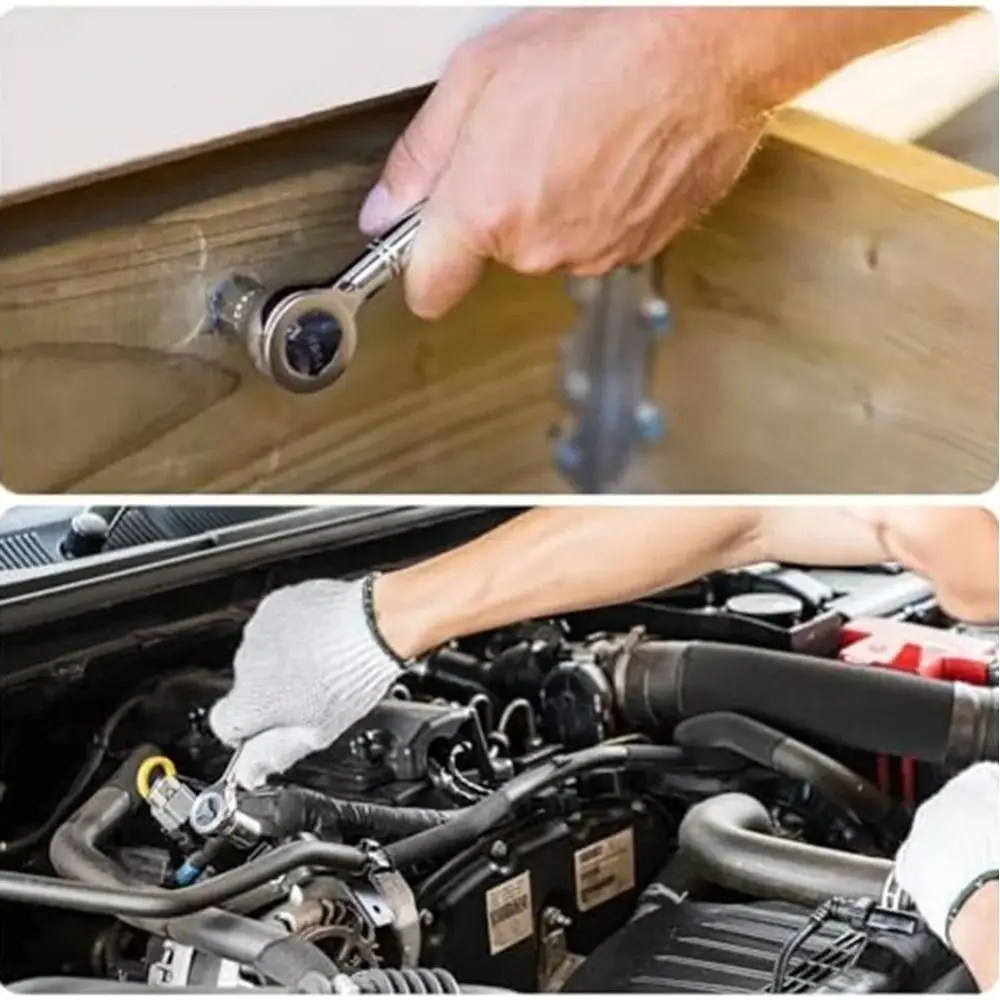 fully-polished-ratchet-wrench-durable-construction-metric-sizes-double-head-wrench-ring-end-flat-design-two-way-ratchet