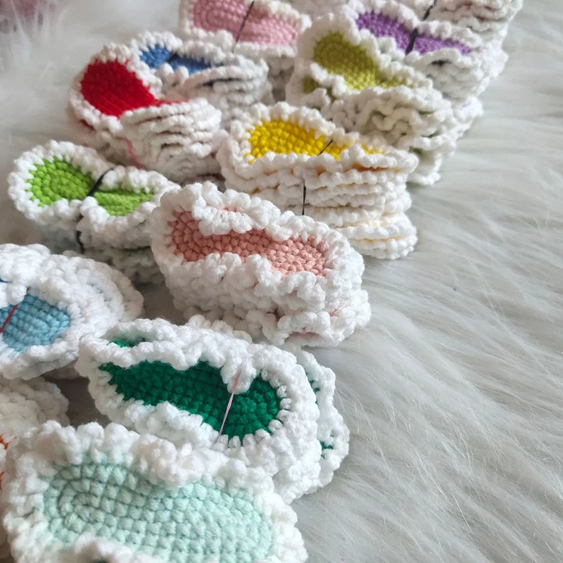 25PCS/50PCS Handmade White Edge Woven Color Film Yarn Semi-finished DIY Accessories Material Pure Yarn Crochet Handicrafts