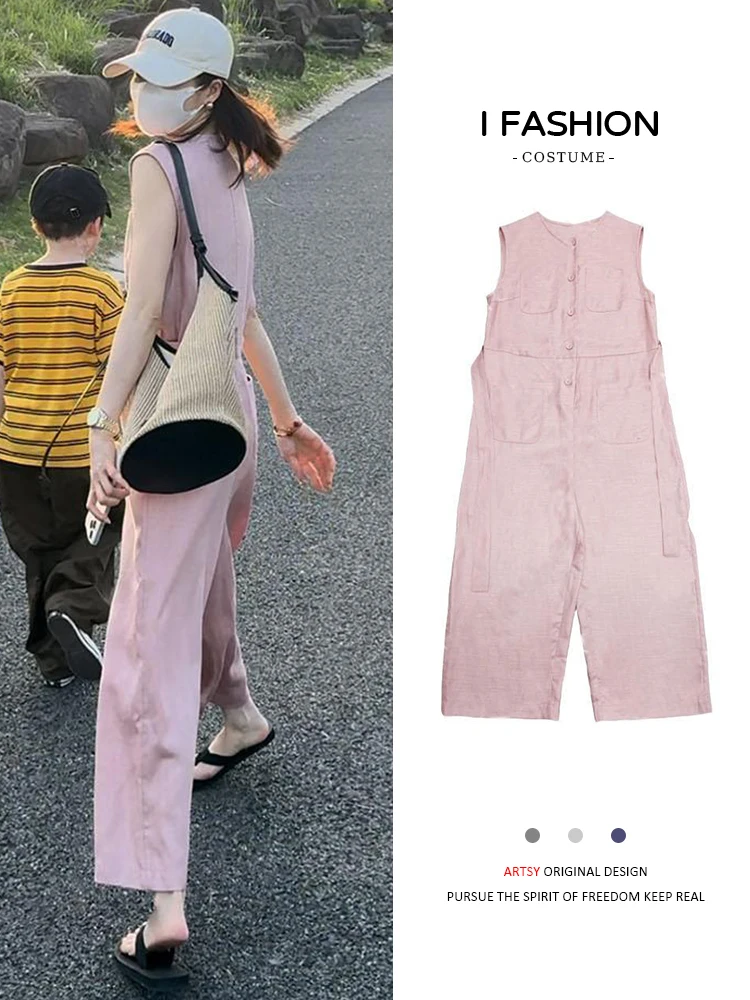 

Модный женский летний комбинезон 2026 года: свободный крой, стройнящий силуэт, трендовый дизайн для невысоких женщин, с высокой талией и прямыми штанинами