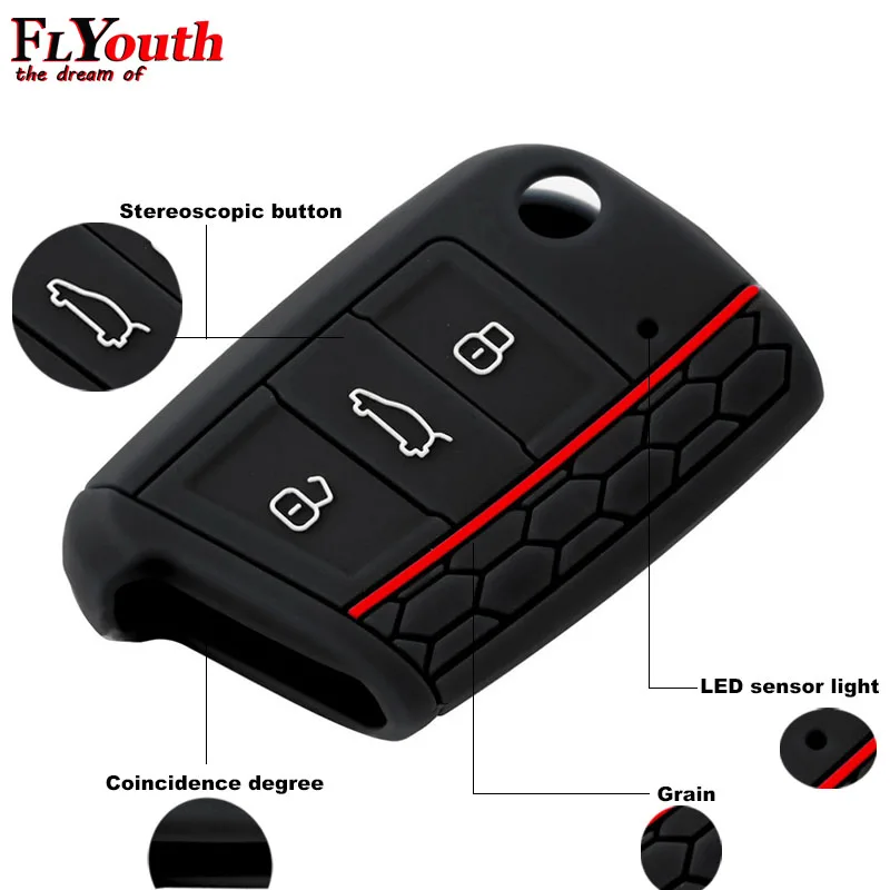 For Volkswagen Golf 7 mk7 Silicone Key Portect Cases Car Key Case Bag Key Cover For Skoda Octavia A7 Car styling Accessories 1Pc