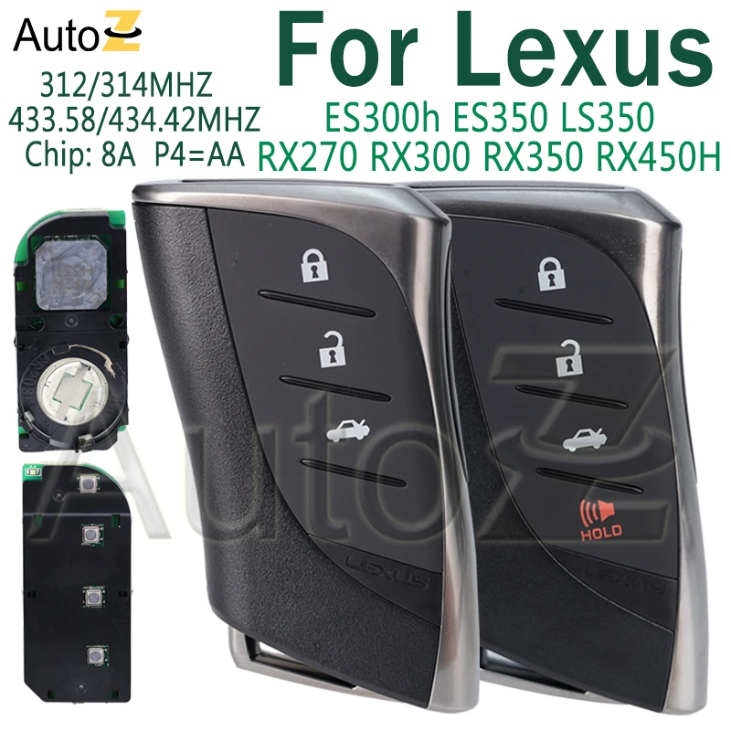 312/314/433.58/434.42MHz For Lexus RX300 RX350 RX450H ES300h ES350 RX270 Car Smart Remote Key Case Board: 231451-3590 0440 3410