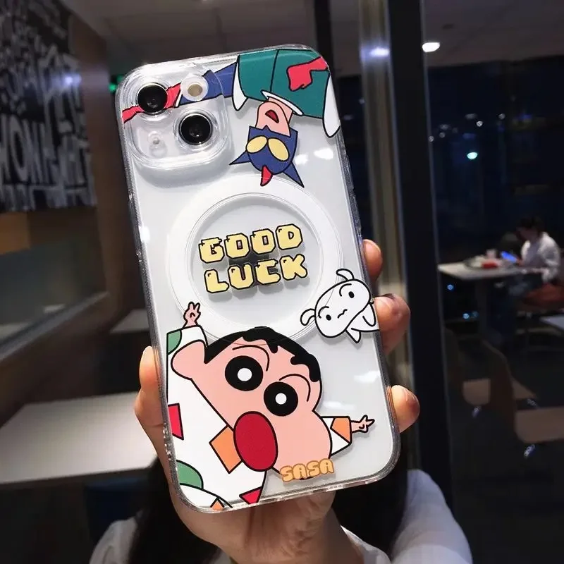 Anime Crayons Shin-chans Magsafe Magnetic Phone Case for Samsung Galaxy S24 S23 S22 S21 S20 FE Plus Ultra 5G Soft Clear Tpu image 3