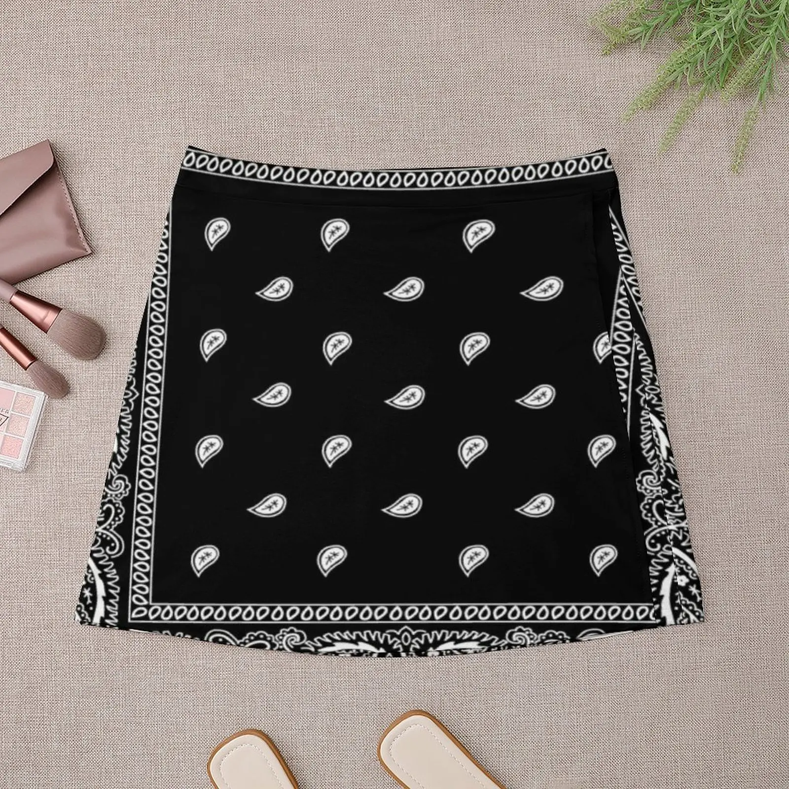 Minifalda negra Bandana, vestido de verano, faldas elegantes para mujer, minifalda