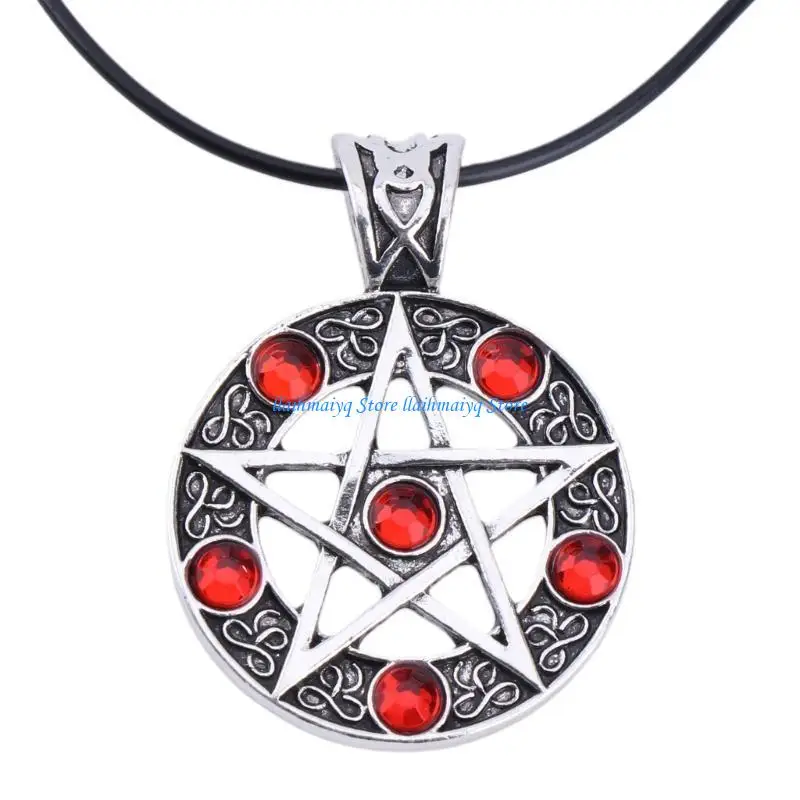 573B 1Pc Fashion Invert Pentacle Pentagram Star Pewter Pendant Cosplay Necklace New