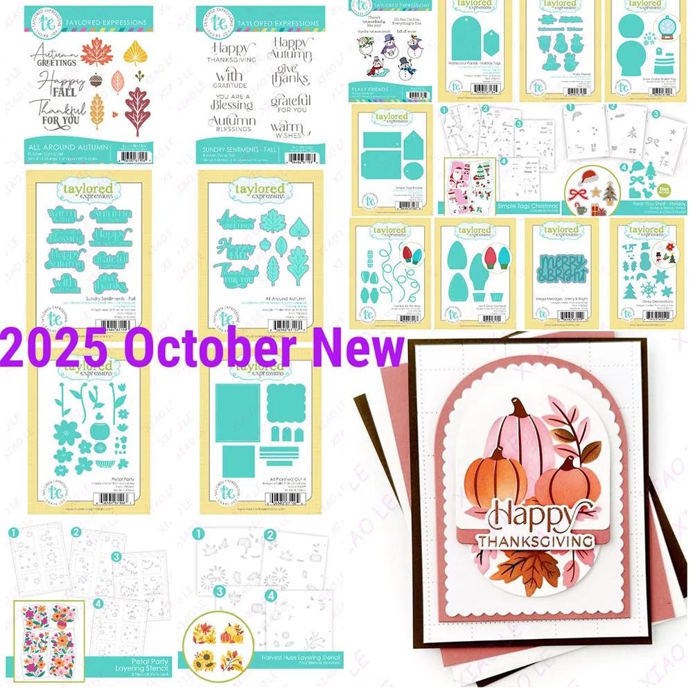 

All Around Autumn Christmas Tree Metal Cutting Dies Stamps Stencils Diy Scrapbook Paper Diary Decoration Card Handmade Embossing