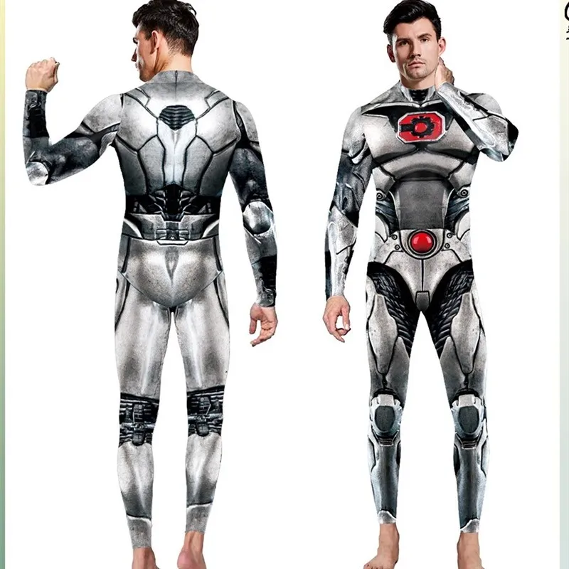 

Smart Steel Robot Warrior Performance Suit Elastic Body Suit Halloween Costume Adult Cosplay Smart Mecha Outfit Chinese Produ...