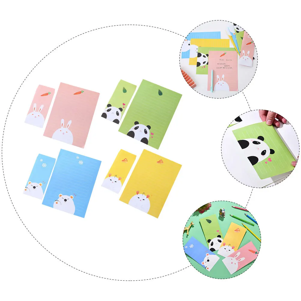 4 set di buste atmosferiche, kit di carta da lettere, design dei cartoni animati, perfetti per matrimoni, compleanni, feste, anniversari, inviti