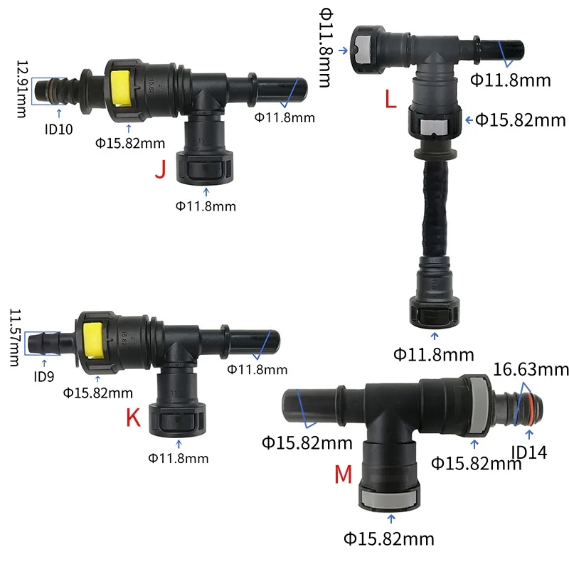 11.8 15.82mm fuel line quick connector Tee connector black color plastic auto fittings for car for German car 1 pc a lot