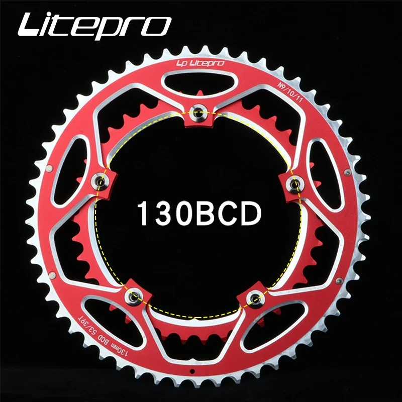 Litepro130BCD Bicycle Chainring Double Disc 53-39T for Road Bike Crankset Compatible 9/10/11Speed Folding Bike Chain Wheel