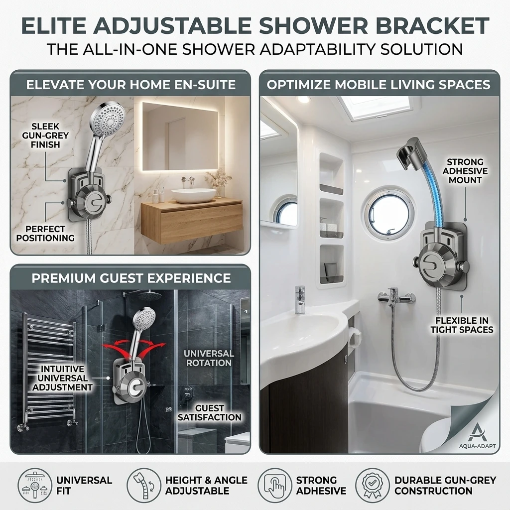 Self-Adhesive Universal Wall Mount Shower Sprayer Holder, Handheld Shower Fixed Base Bathroom Accessory
