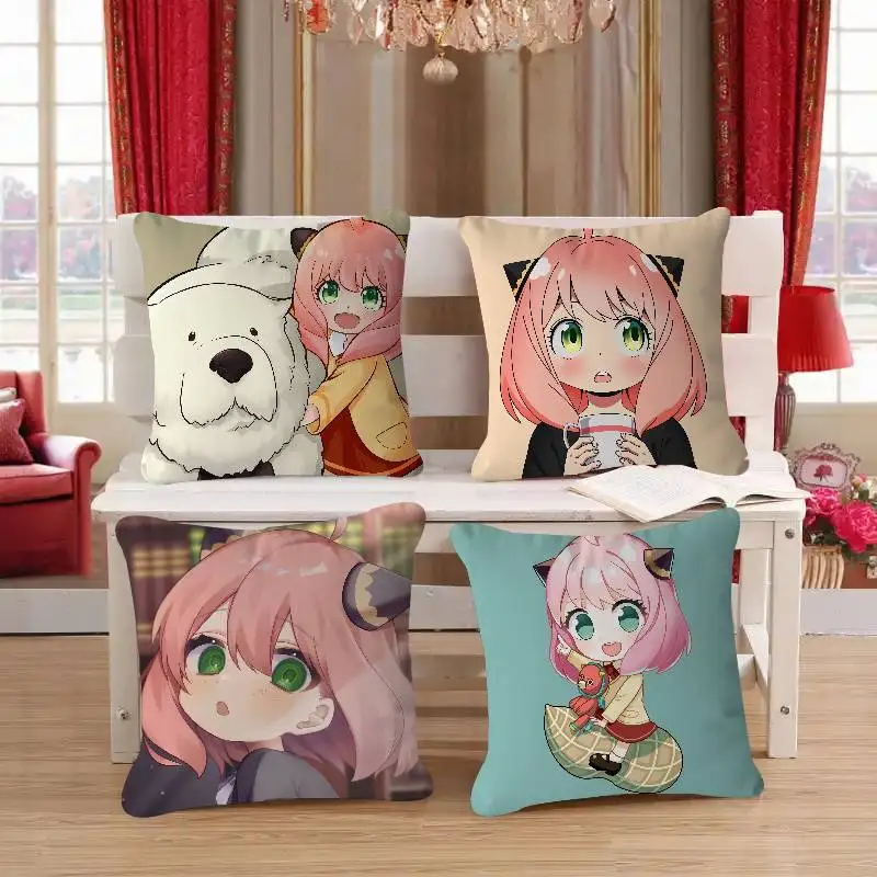 

Cute Cartoon A-Anya Forger Cushion Cover Car Throw Pillow Case For Sofa Car Christmas Gift 40x40cm 45x45cm