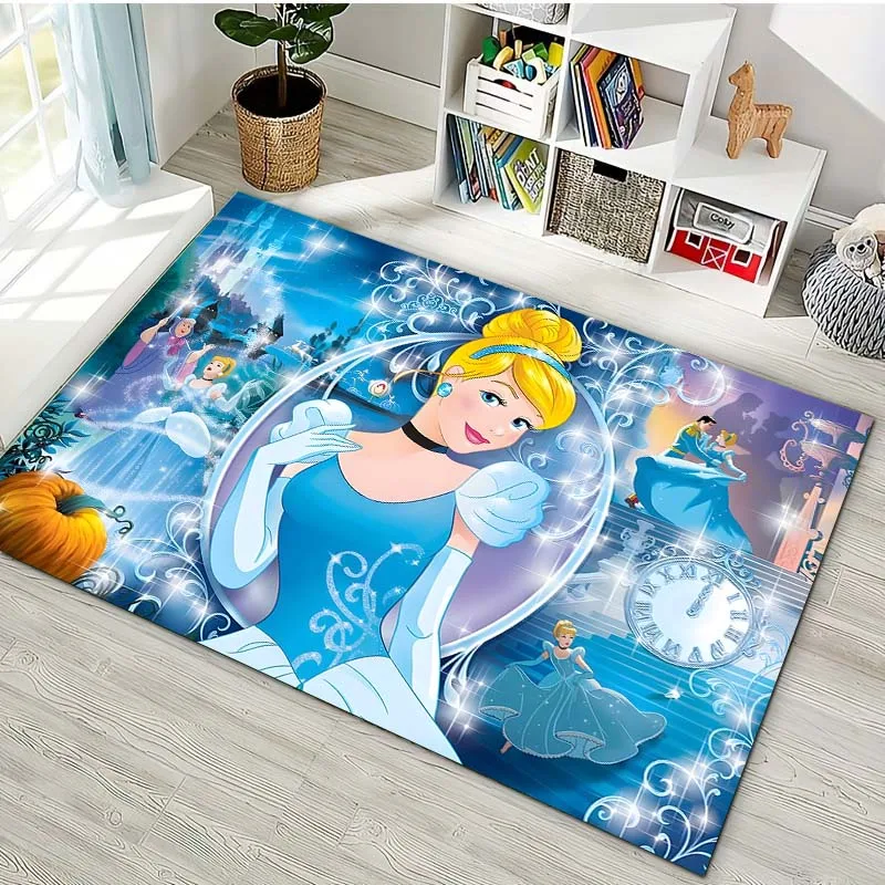 Disney Princess Cinderella Printing Carpet for Living Room Bedroom Girls Room Home Decor Area Rug Non-slip Mat Bedside Sofa Mat