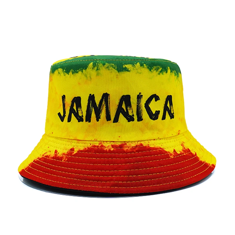 Bocca Jamaica Printing Bucket Hat Rasta Letter Pattern Red Yellow Green Fisherman Hats Location Design Panama Bob Cap Sunshade