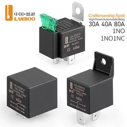 LANBOO New Car Relay 12V24V High Current 4 Feet 5 Feet 80A Car With Plug-in Relay