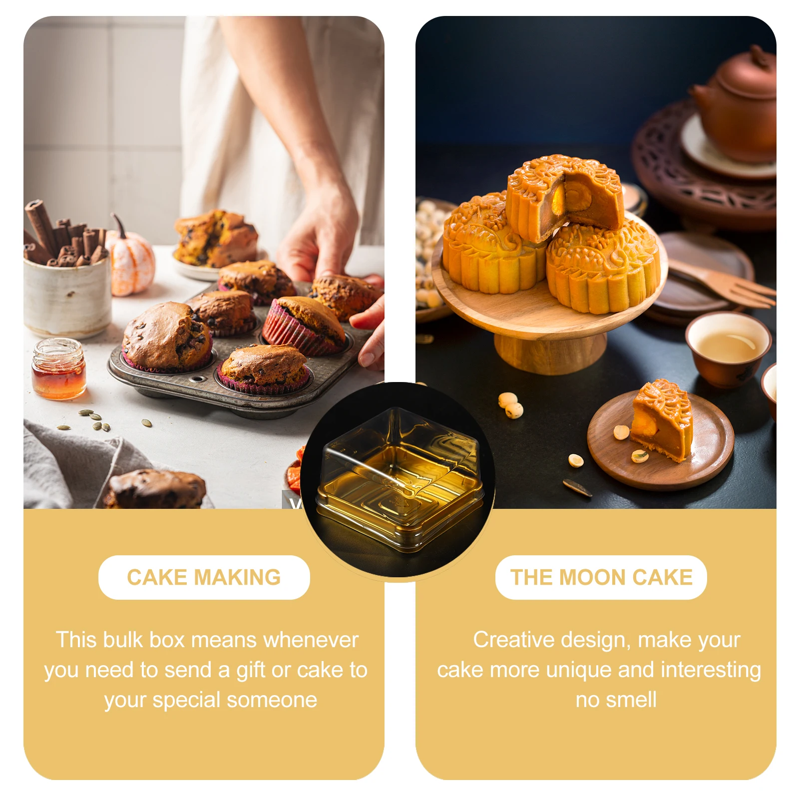 

50pcs Packing Boxes Dome Dessert Containers Baking Holders Abs Material Waterproof Transparent Cover Leakproof