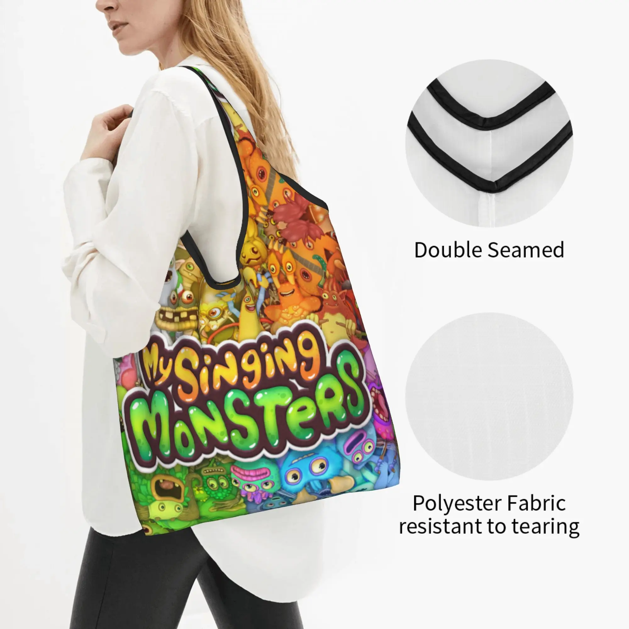 Fashion My Singing Monsters Shopping Tote Bags Portable  Groceries Shoulder Shopper Bag