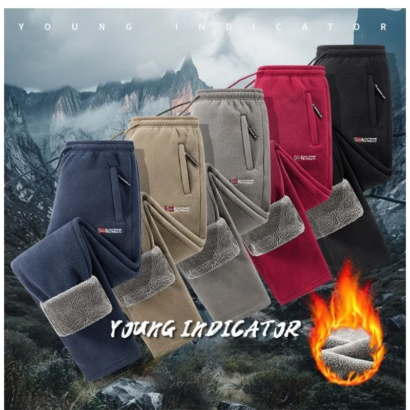 

Men's Fleece Pants Thermal Plush Lined Joggers Winter Thick Warm Lounge Pants Outdoor Sports Casual Loose Fit Big Size Trousers