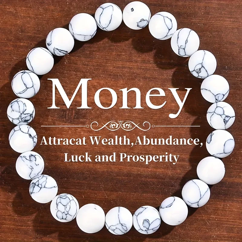 

1pc/2pcs/3pcs, 8mm Black Line White Turquoise Natural Stone Bracelet - A Casual and Elegant Neutral Accessory Suitable for Both Daily Use and Parties, with a Durable and Natural Design.