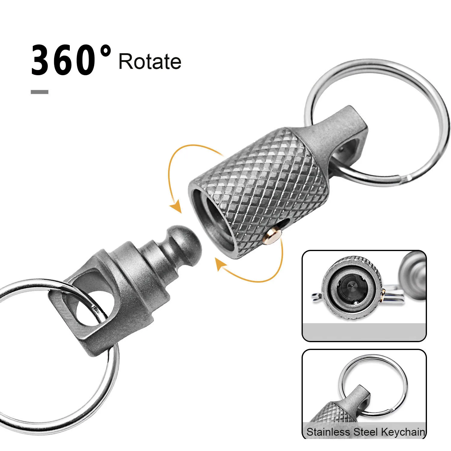 Titanium Keychain Locking Swivel Hook, Mini Quick Release Key Ring Carabiner Clip for Keys, Key Fob, Car Keys EDC Outdoor Tool