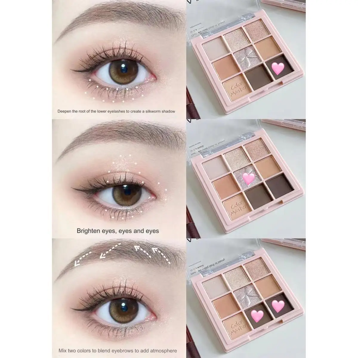 Jiugongge-bandeja de sombra de ojos de moda, placa de sombra de ojos de 9 colores, maquillaje para mujer, Color tierra mate perla