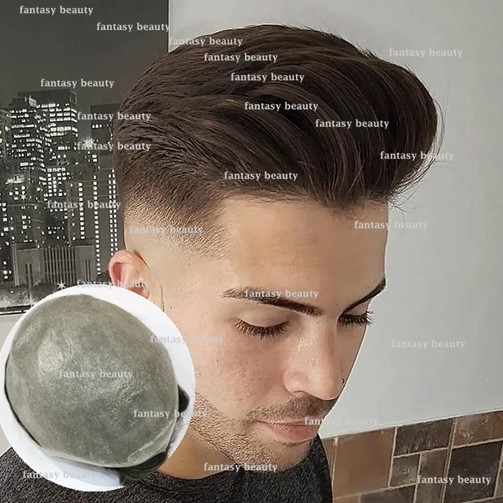 Toupet Durable pour Homme, Peau Ultra-Fine, PU Complet, Ligne de Cheveux Naturelle, Vloop, 30mm, 0.04mm, Prothèse Capillaire, Système de Remplacement par Injection