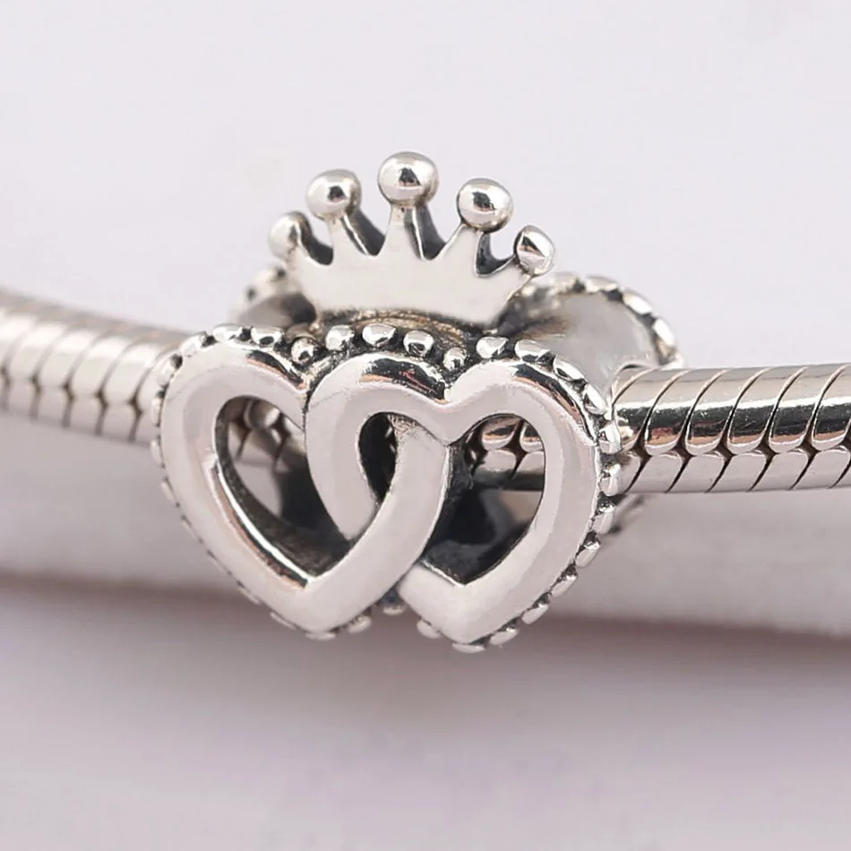 

Authentic S925 Sterling Silver Bead Rose United Regal Hearts Charm Fit Women Bracelet Bangle DIY Jewelry Girl Lady Gift