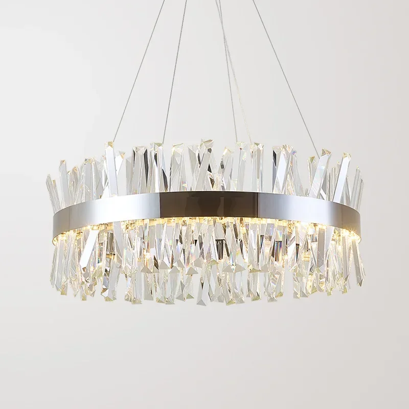 

Modern Stainless Steel K9 Crystal Chandelier Designer Living Room Personalized Villa Kitchen Island Dining Room Lamps