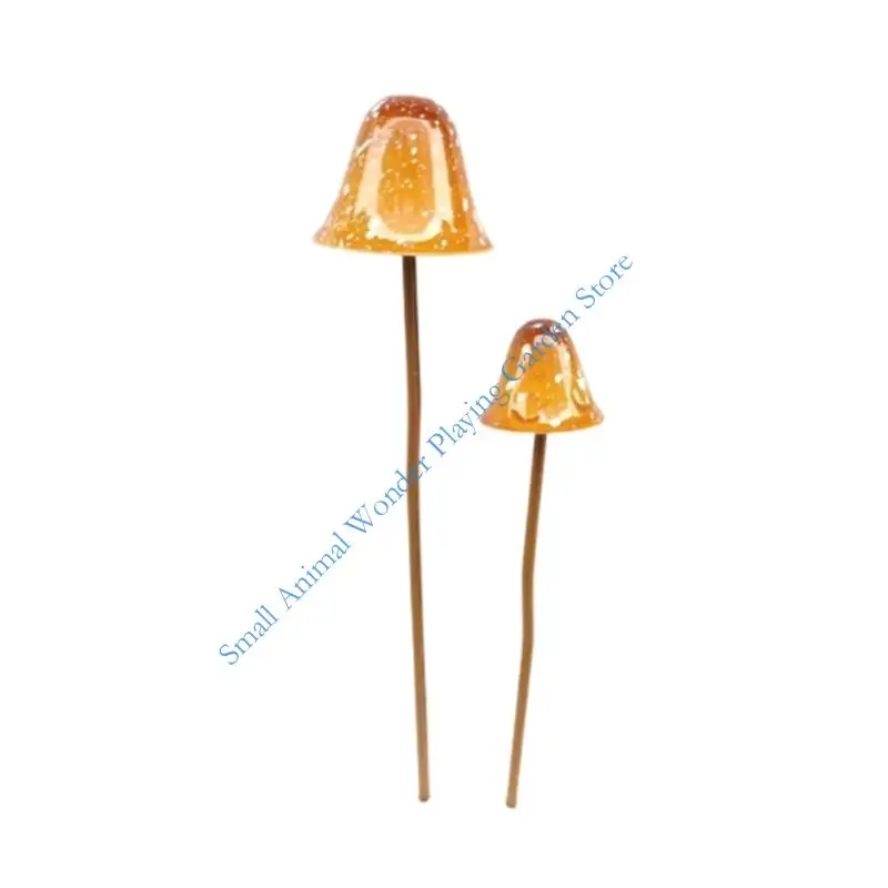 Metal Mushroom Yard Stakes Set of 2 for Lawn Display, Soil Placement, Garden Use, Front Entry Zones and Outdoor Use