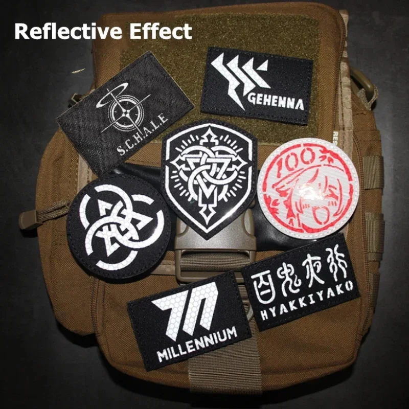 Blue Archives Morale Badge S. C.H.A.L.E Reflective Hook and Loop Patches Tactical Armband Outdoor Equipment Backpack Stickers