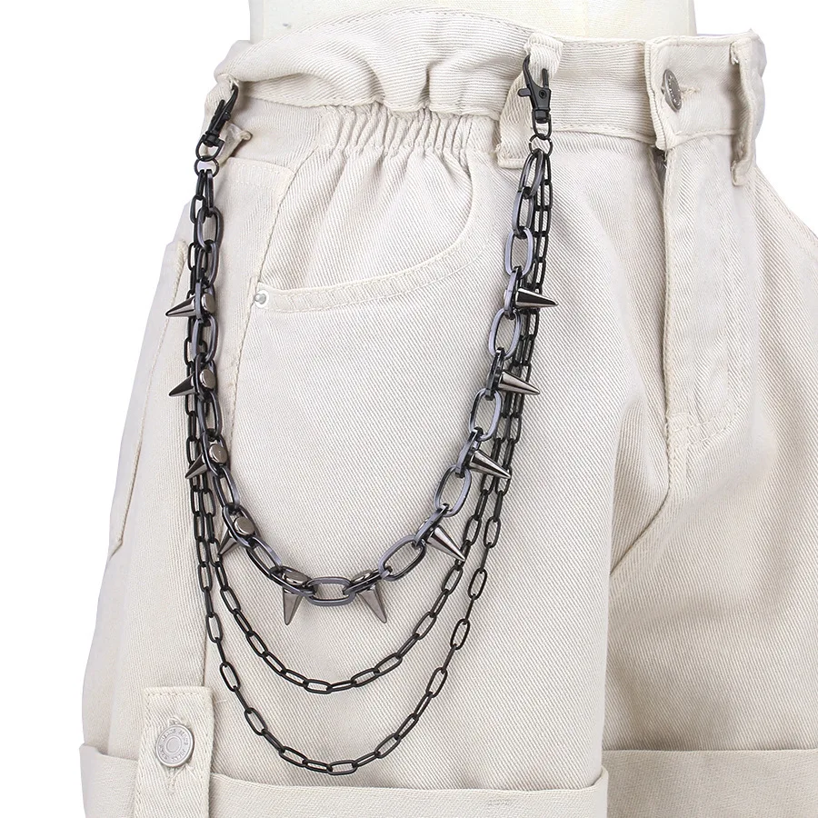 Spike-Hosenkette für Damen und Herren, Taschenkette, Gürtelkette, Hosenkette, Jeanskette, Schmuck, Punk-Accessoires