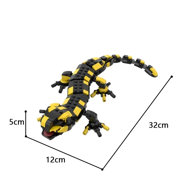 Reptiles série fogo salamandra blocos de construção MOC-97315 criativo bonito rastejando animal de estimação montagem modelo quebra-cabeça brinquedo do miúdo presente aniversário