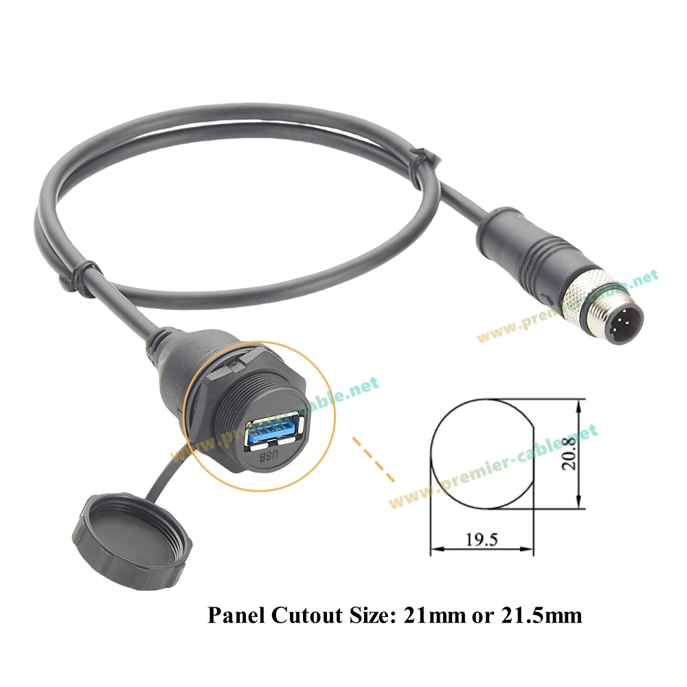 

IP67 USB 3.0 «мама» на M12 5-контактный удлинительный кабель B-Code, совместимый с IFM EC2099 для мобильных машин, транспортных средств, водонепроницаемый USB-кабель