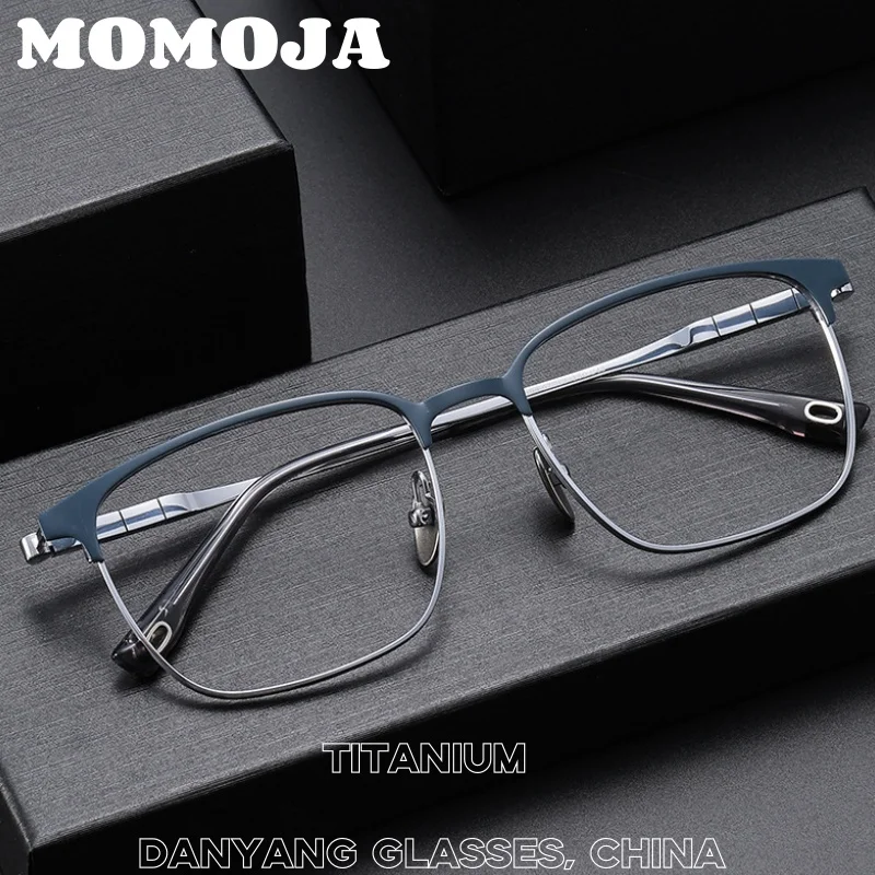 

MOMOJA Brand Japanese High-end Men's Retro Business Titanium Glasses Frame Big size Retro Optical Prescription Eyewear 70806