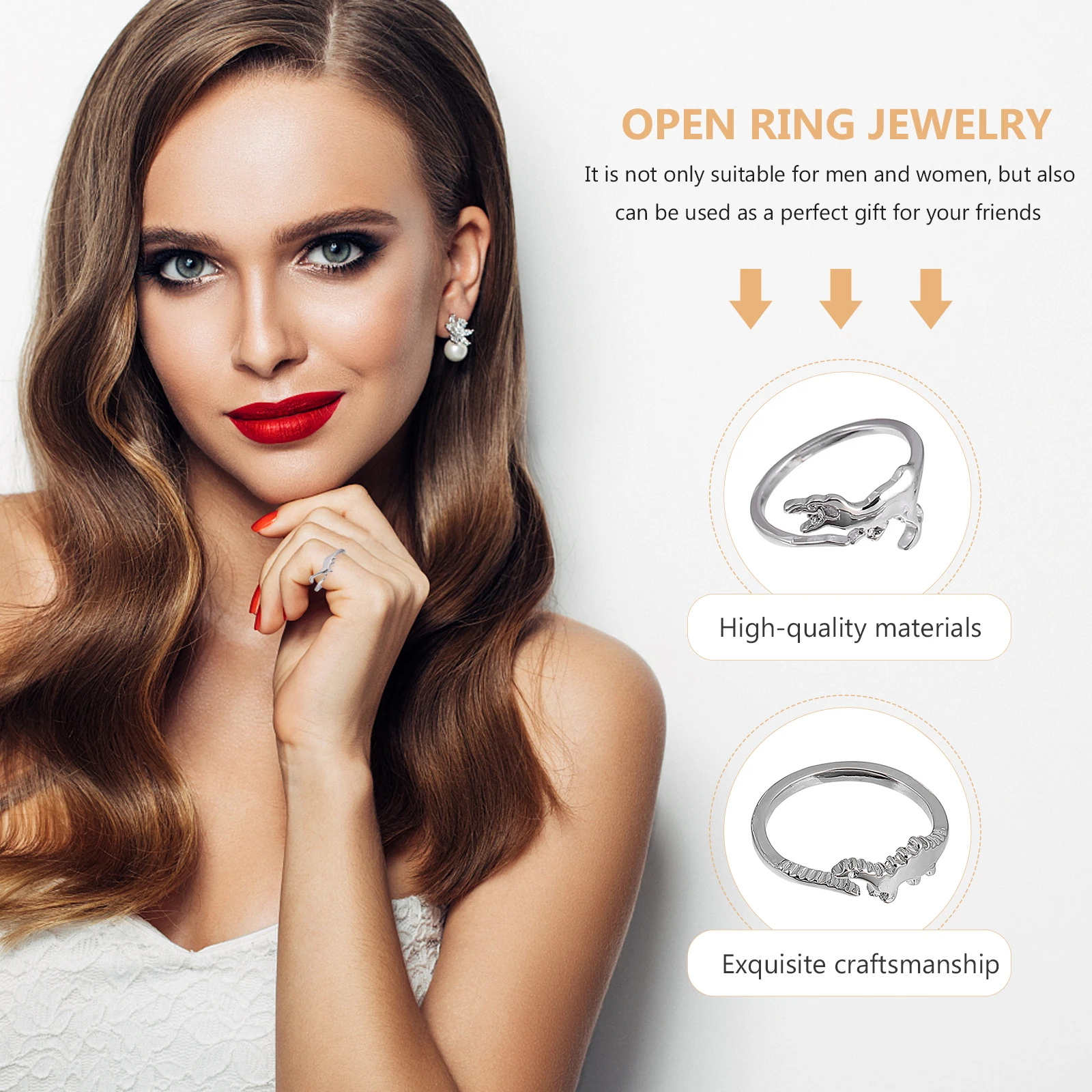 

8 Pcs Open Animal Ring Finger Jewelry Rings Women Alloy Miss Vintage