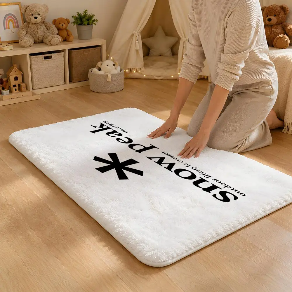 Fishion Snow P-p-PeakS Floor Mat Flannel Rug Non Slip Absorbent Soft Washable For Entryway Hallway Bathroom Kitchen Decor