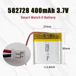 1-10szt 582728   400mAh 3.7V bateria litowa Lipo ogniwo litowo-polimerowe do inteligentnego zegarka dla dzieci Q50 monitor ciśnienia krwi pozycjonowanie GPS