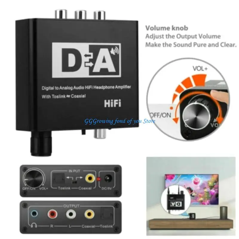 

H9EB Digital to Analog Converter Coaxial Optical Fiber Decoders 5.1 Channel