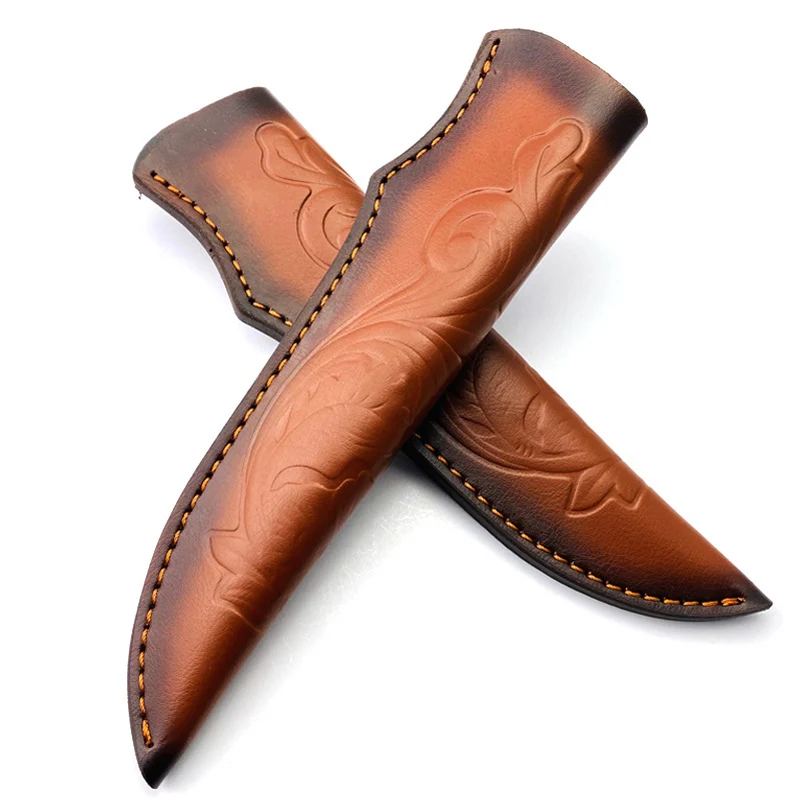 Cow Leather Cowhide Outdoor Portable Straight Knife Sheath Scabbard Fixed Blade Cover Holders Pants Storage Bag