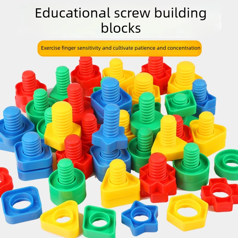 For Baby DIY Screw Toy Shape Matching Building Block Assembly Puzzle Early Education Montessori Nut Combination Gift for 3-6 Kid
