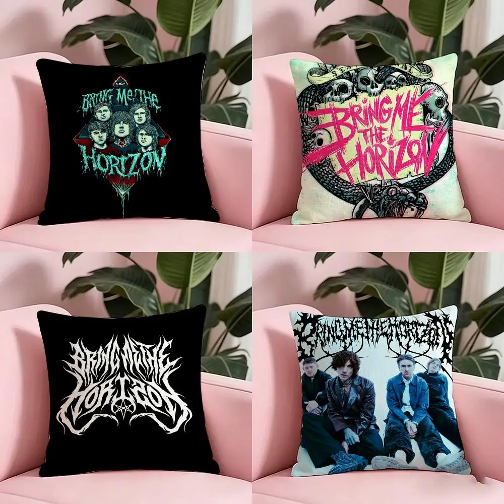 Anime B-Bring Me the Horizon Cushion Cover Anti-dustmite Pillowcase Invisible zipper silky short plush Sofa cushion cover