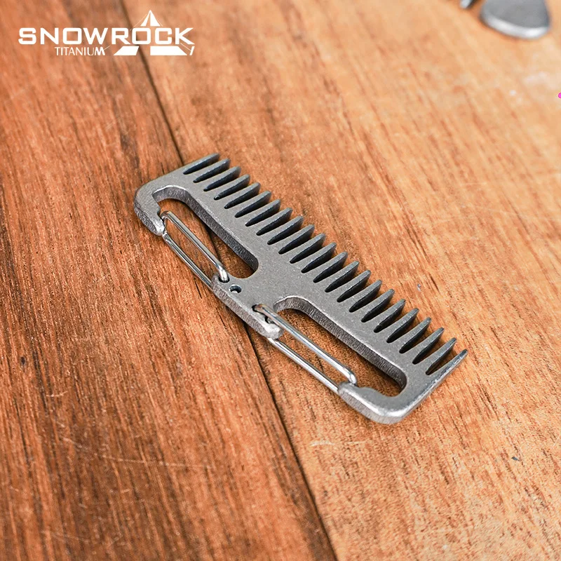 SNOWROCK Stone-Washed Titanium Hair & Beard Crescent Comb Unisex Home Outdoor Pocket Comb for Men & Women for Outdoor Camping