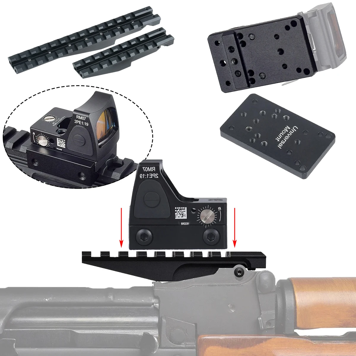Soporte riel trasero Picatinny AK47/AK74 – Montura perfil bajo - imagen 3