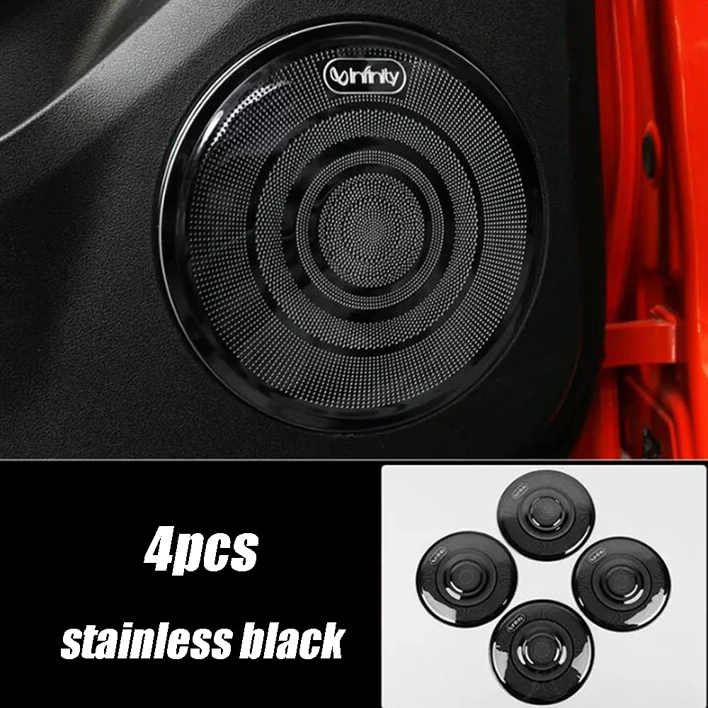 For Great Wall GWM WEY Tank 300 2022 2023 Stainless Car Four Door Audio Speaker Loudspeaker Ring cover Decoration Sticker Trim