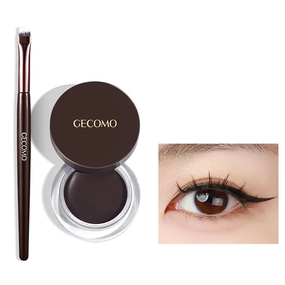 Zwart Bruin Eyeliner Crème Waterdichte Beauty Cosmetica Make-Up Eyeliner Borstel Met Oog Oogschaduw Blijvende Lange Tools Liner Se U4j9