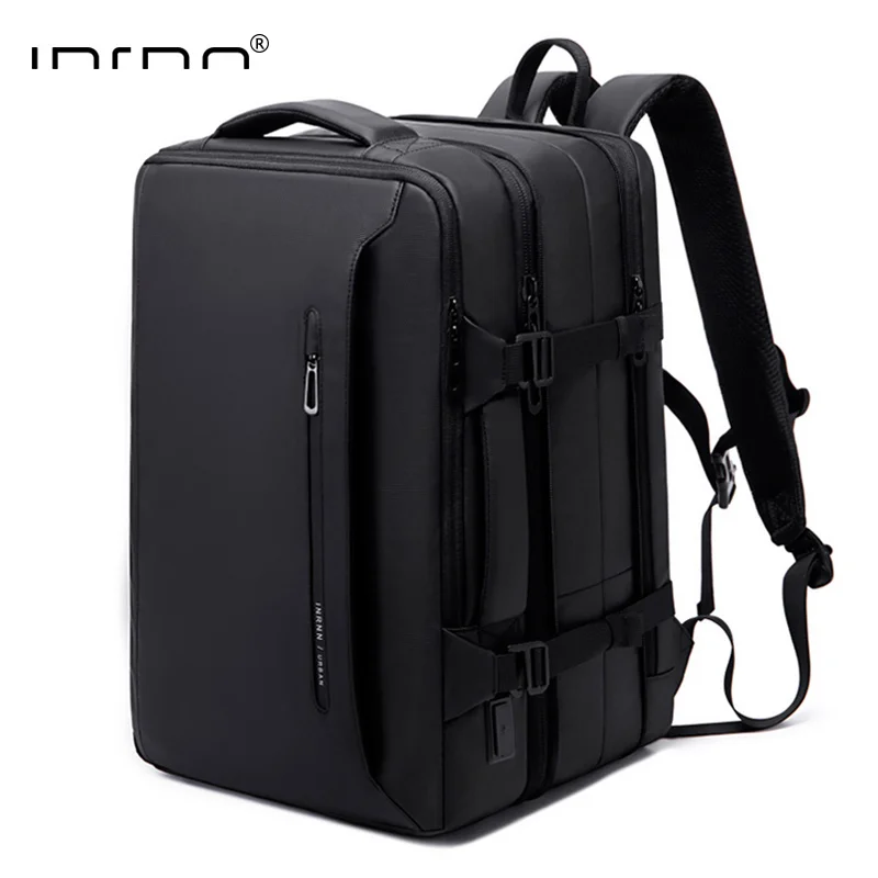 INRNN Ransel Pria Yang Dapat Diperluas Ransel Laptop 17 Inci Ransel Pengisi Daya USB Tahan Air Tas Bisnis Perjalanan Kapasitas Besar Pria