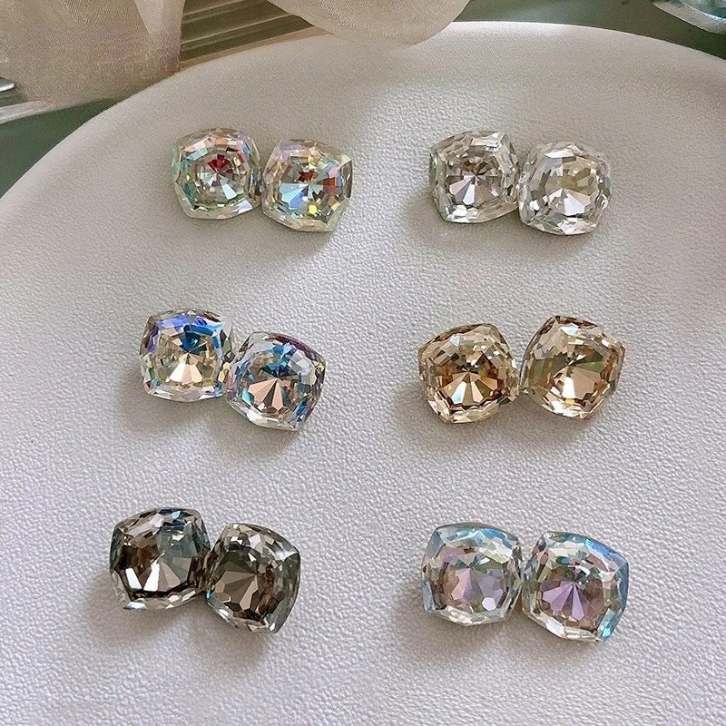 5Pcs Geometric Large Fat Square Pointed Back Nail Rhinestones, K9 Multi-facet Sparkly Irregular Gems for DIY Press On Nail Art