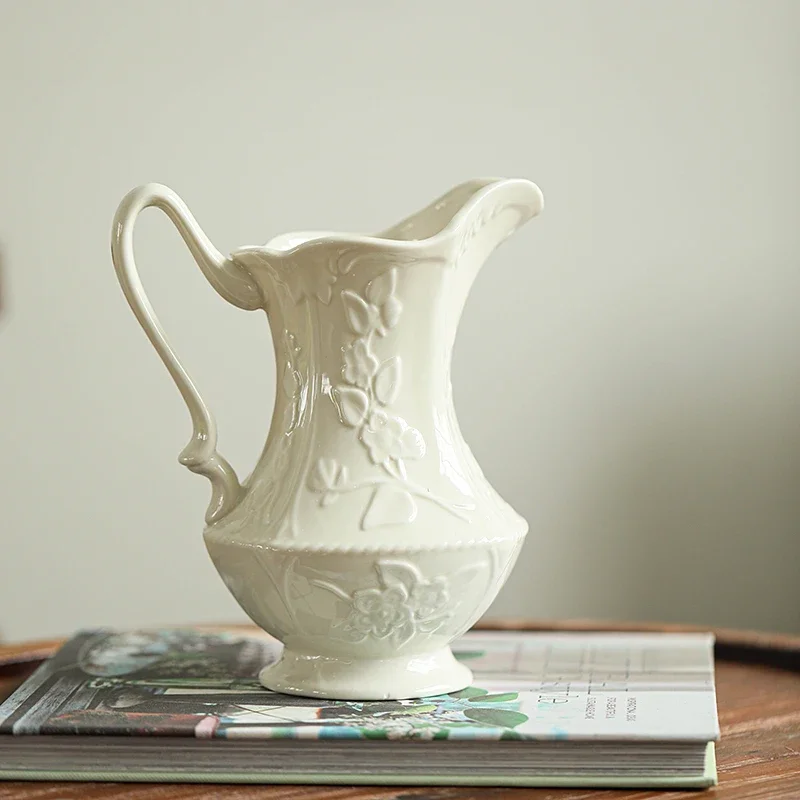 white French embossed vase ornaments, living room dining table