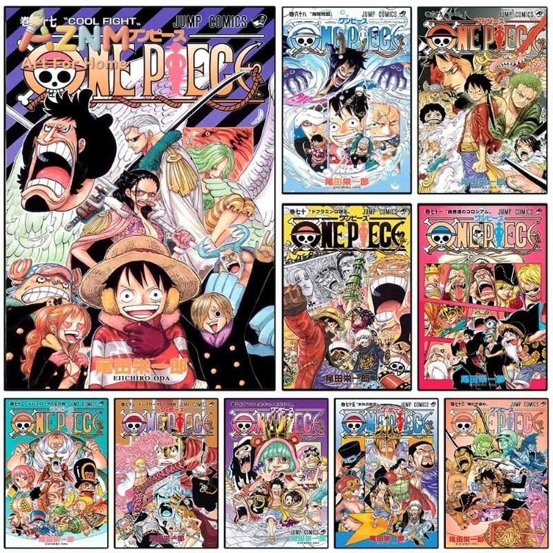 One Piece Manga Volume Cover Canvas Wall Art Punk Hazard Arc Luffy Anime Unframed Canvas Print Jump Comics Poster for Boys Bedro