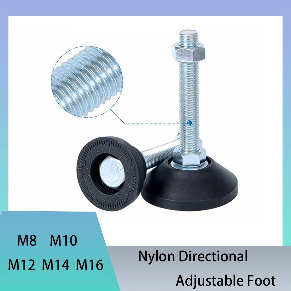 Nylon Fixed Leveling Feet M8/M10/M12-M16 Galvanized Adjustable Furniture Base Foot Pads For Table Cabinet Industrial Equipment