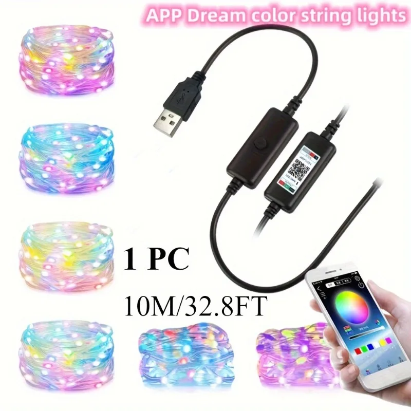 スマート LED フェアリーライト USB 電源アプリボタン制御音楽同期ウォームホワイト銅クリスマスハロウィン新年ホリデー装飾